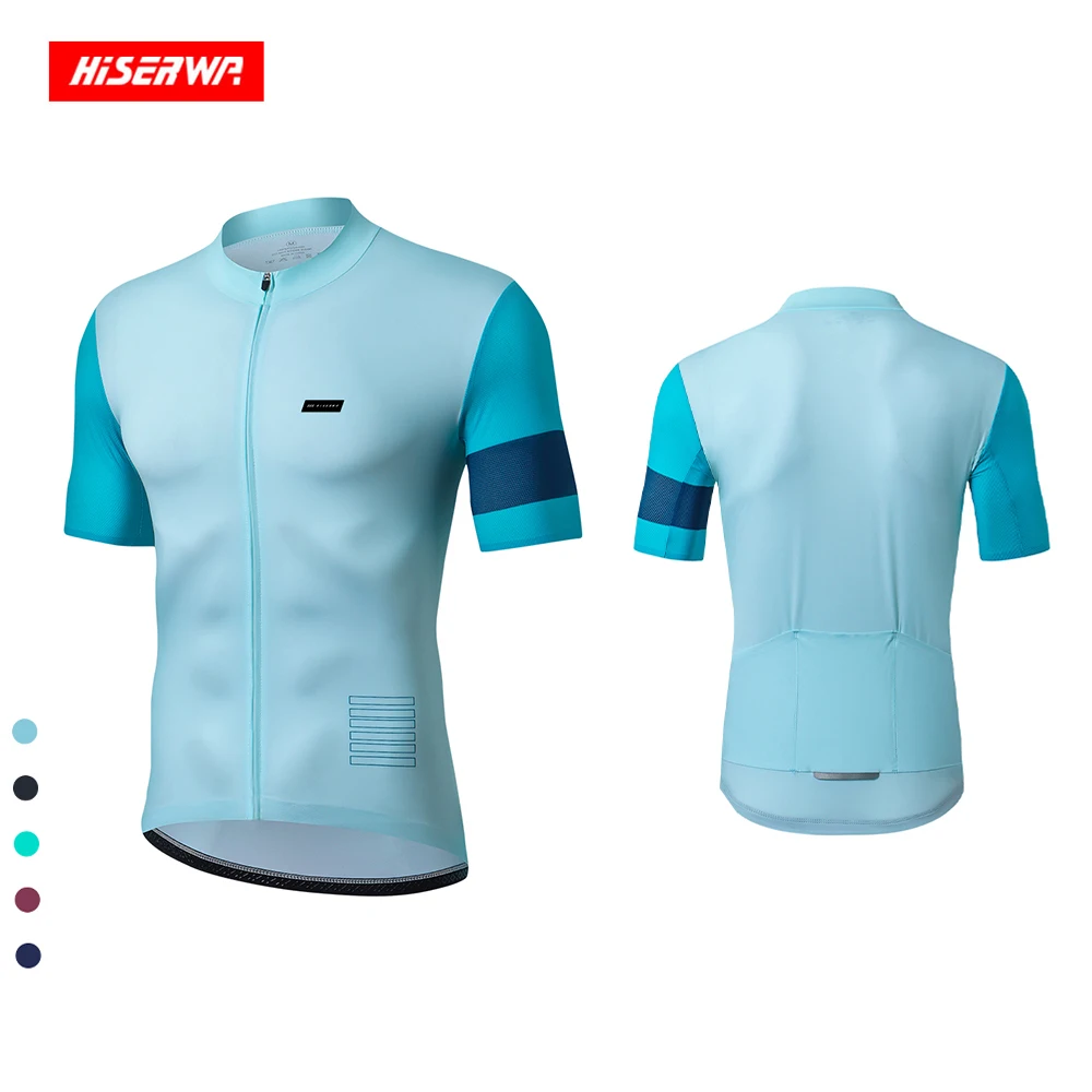 HISERWA New Cycling Jerseys Men Short Sleeves Pro Team Spring&Autumn