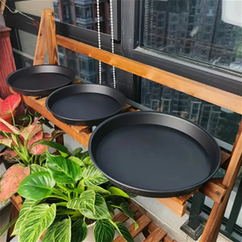Black Plastic Plant Saucer Set 6/8/10/12 inch Durable Sturdy Round Plant Trays Flower Pot Indoor Outdoor Home Garden Supplies