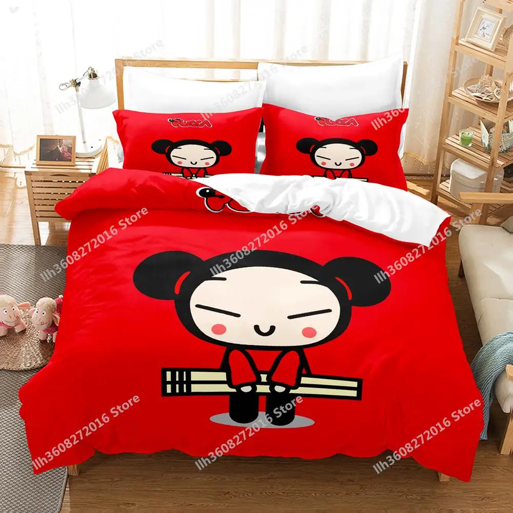 2023 Pucca Bedding Set Single Twin Full Queen King Size Bed Set Adult Kid Bedroom Duvetcover Sets 3D Print Anime Bed Sheet Set 3