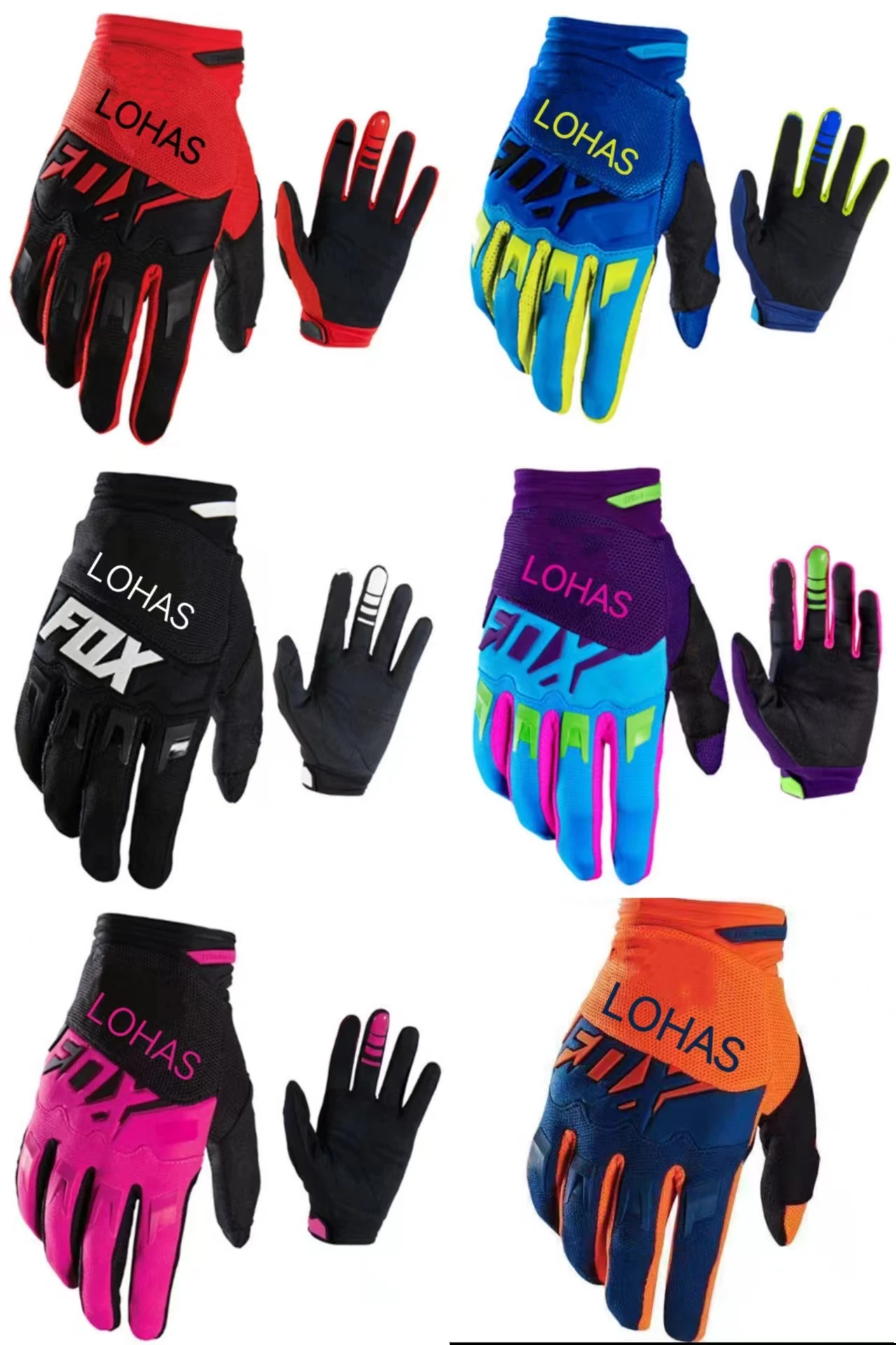 

1 pair 6 colour touchscreen 24 hours LOHASFOX MX GP 661 delivery of new tricolor cycling gloves for outdoor sports