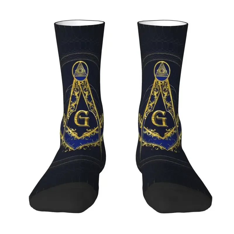 

Freemasonry Masonic Symbol Mens Crew Socks Unisex Novelty 3D Printing Freemason Dress Socks