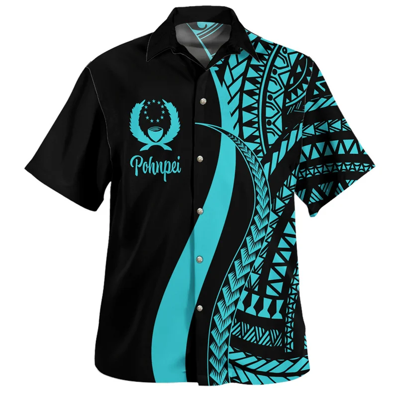 

Summer New 3D Polynesian Pohnpei Coat Of Arm Printing Shirts Pohnpei Rugby Emblem Graphic Short Shirts Harajuku Clothing Clothes