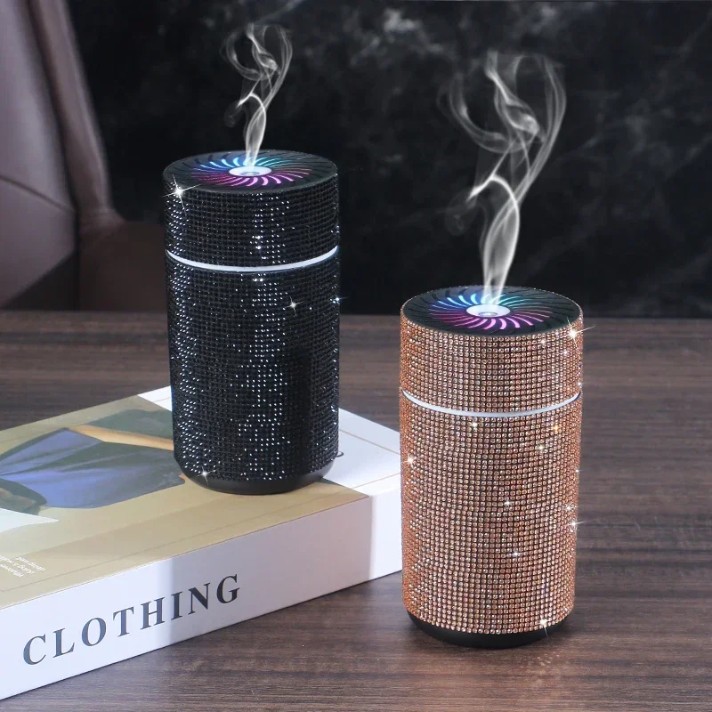 Bling Crystal Car Diffuser Humidifier with LED Light Diamond Auto Air Purifier Diffuser Air Freshener Shiny Car Accessories