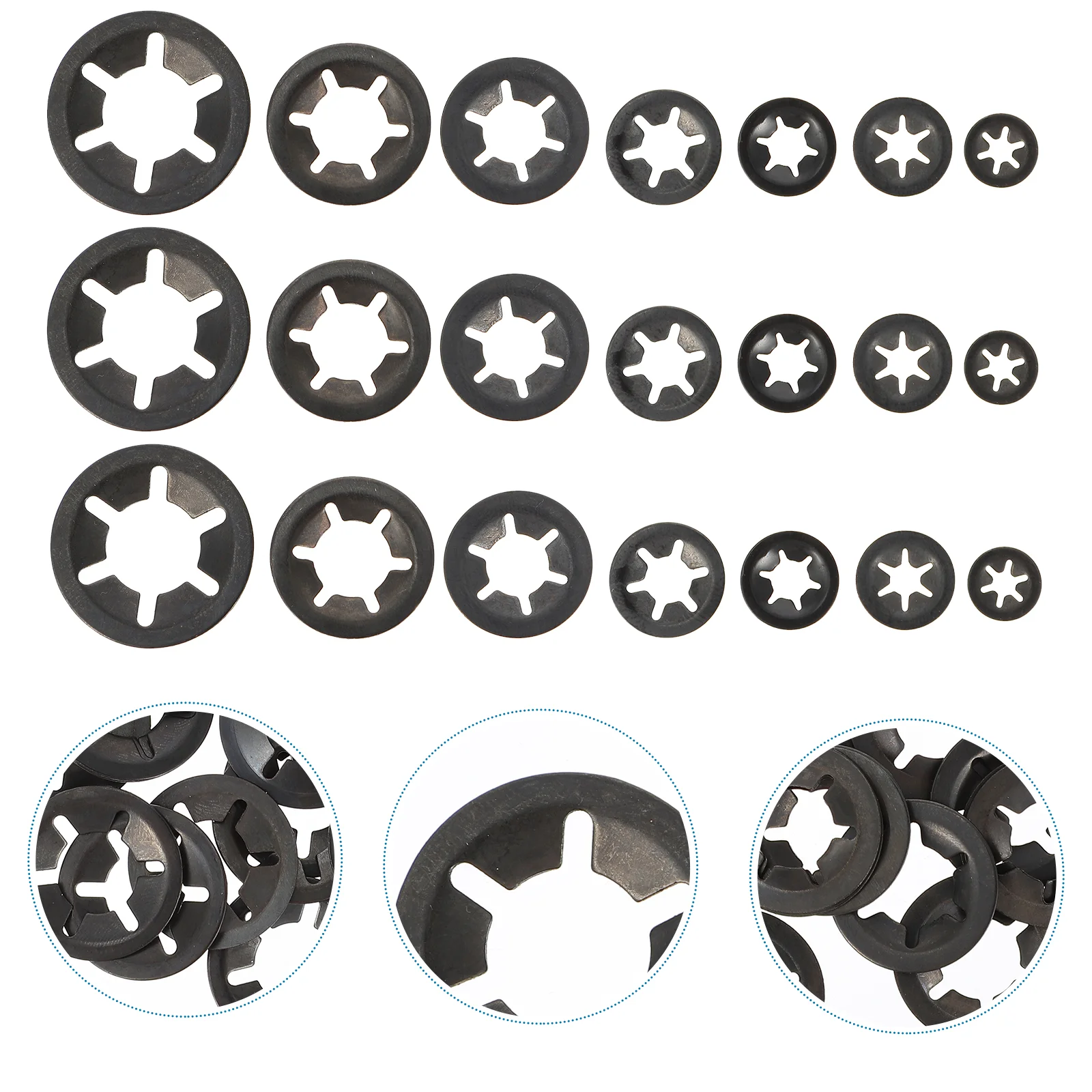 210 Pcs Bearing Clamp Retaining Flower Washer Flat Clips Fasteners Assortment Speeds Washers Rings Plum Bossom