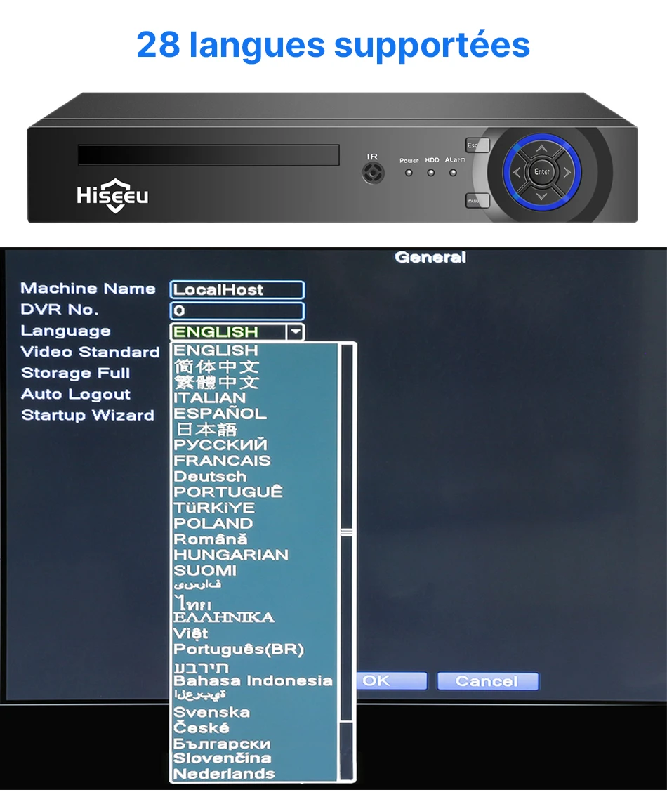 Hiseeu 5MP CCTV 10CH 4K NVR POE ONVIF Kit Caméra IP Camera Voiture Vigilância De Recul Security Protection Appareille Photo De Video Surveillance Maison pour La Maison Extérieure Camara Exterior
