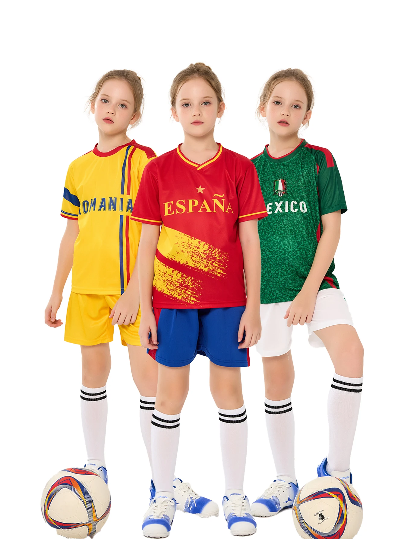 Kids Soccer Jerseys Football Uniform Spain France England Brazil Mexico USA Argentina football jersey set,soccer uniform