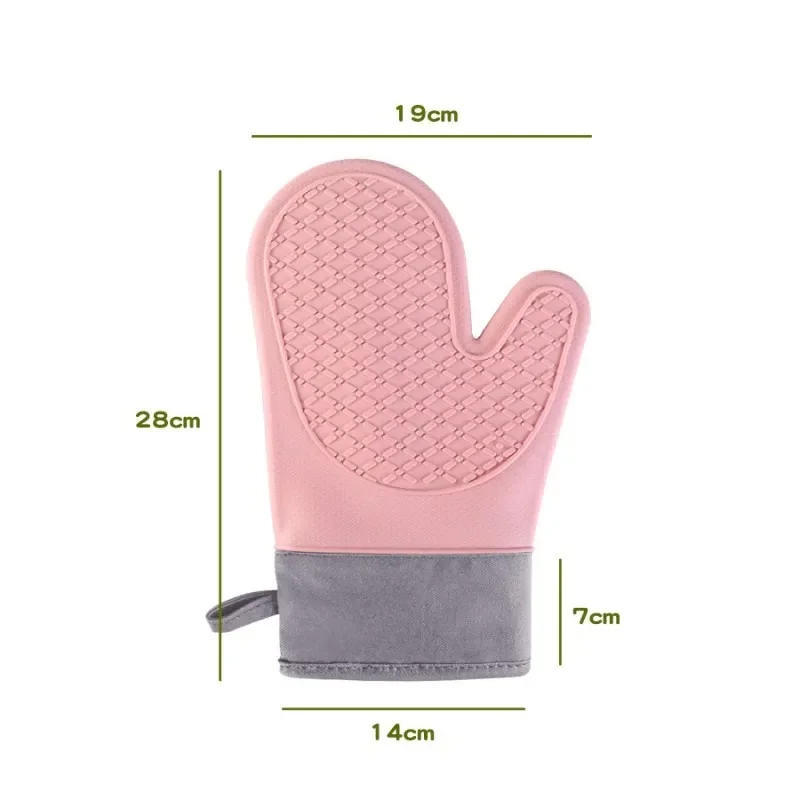 Cotton Twill Silicone Oven Gloves for Kitchen Baking