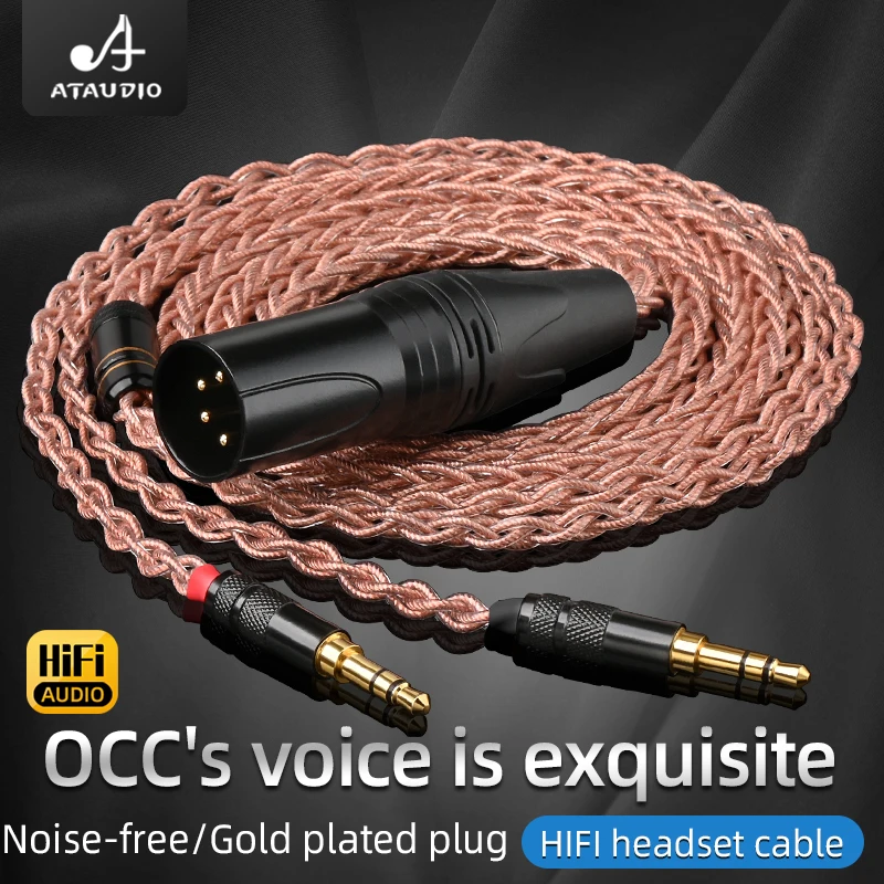 Ataudio-hi fi Headphone Cabo Cabo Headconjunto 24k Gold Plated Plug Xlr para Stereo Hi-end Stands Núcleo Occ 35 mm He400i He400s