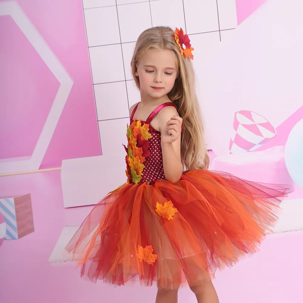 Vestido Infantil Halloween Morcego E Abóbora - Fantasia Fofa Com Saia De Tule Laranja