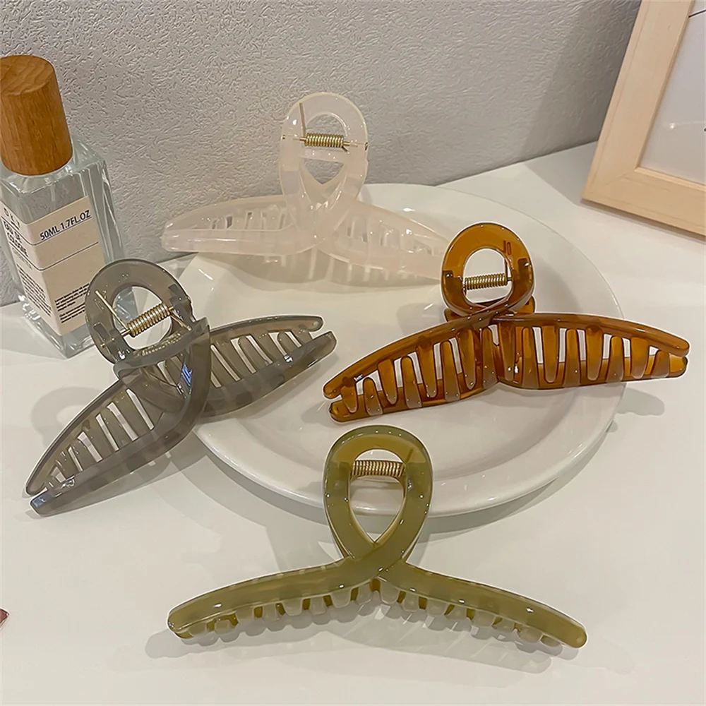 Hair Clip Acrylic Hair Claw Clip For Women Girl Korean Transparent Jelly Color Plastic Hair Crab Clip Ponytail Barrettes Accessories