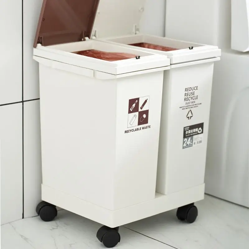 Kitchen Living Room Large Size Garbage Can Household Cover Wet And Dry Separation Tra Can Storage Buet