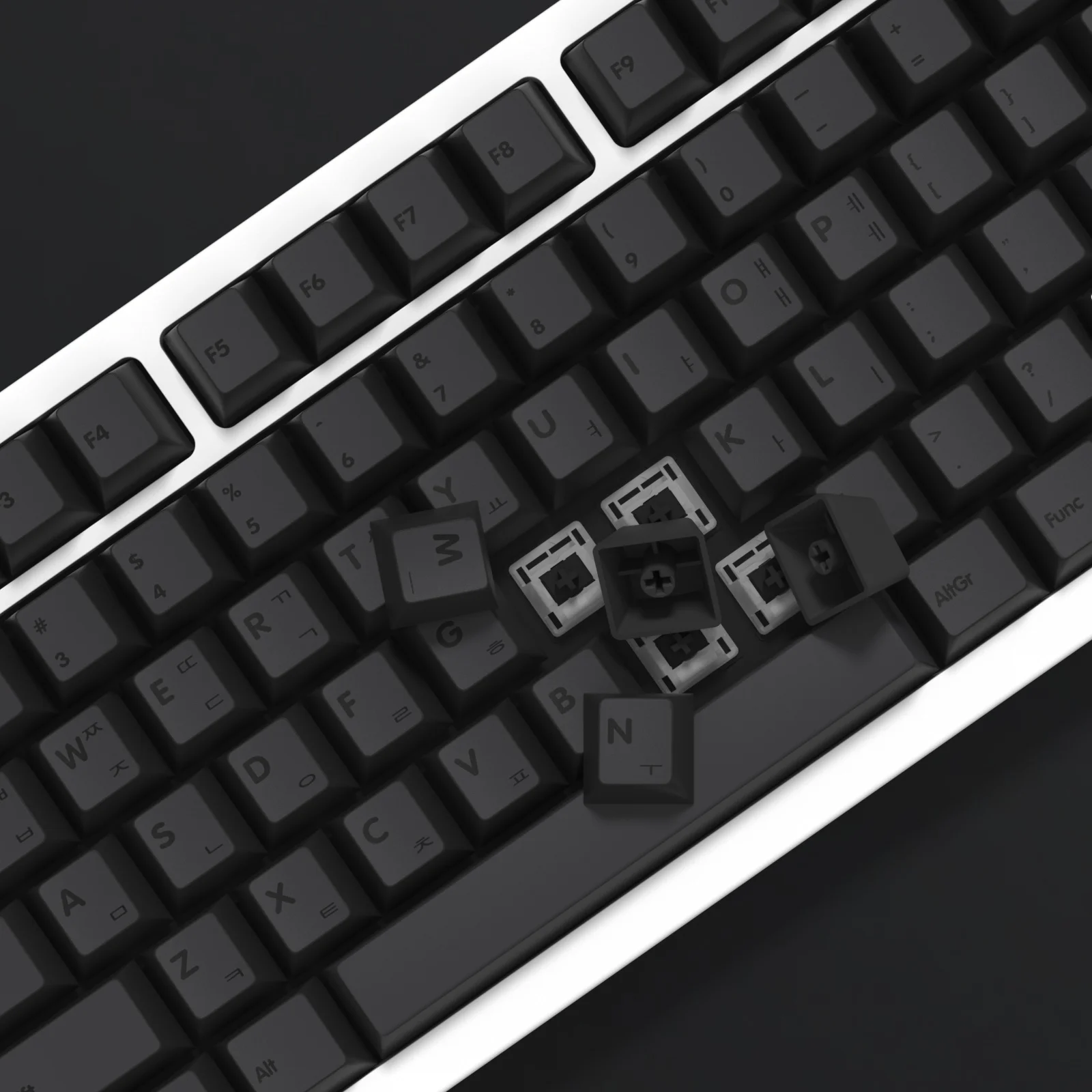 KBDiy 체리 프로파일 키캡 PBT GMK 최소 회색 키캡 기계식 키보드 게임, MX 스위치용, 사용자 정의 139 키, 60 87/100