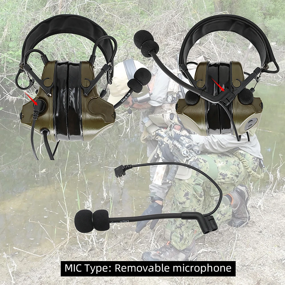 Hearangel Tactical Headset COMTAC II,Sound Pickup Noise Reduction for Airsoft Activities Shooting Headset &Kenwood 2 Pin U94 PTT