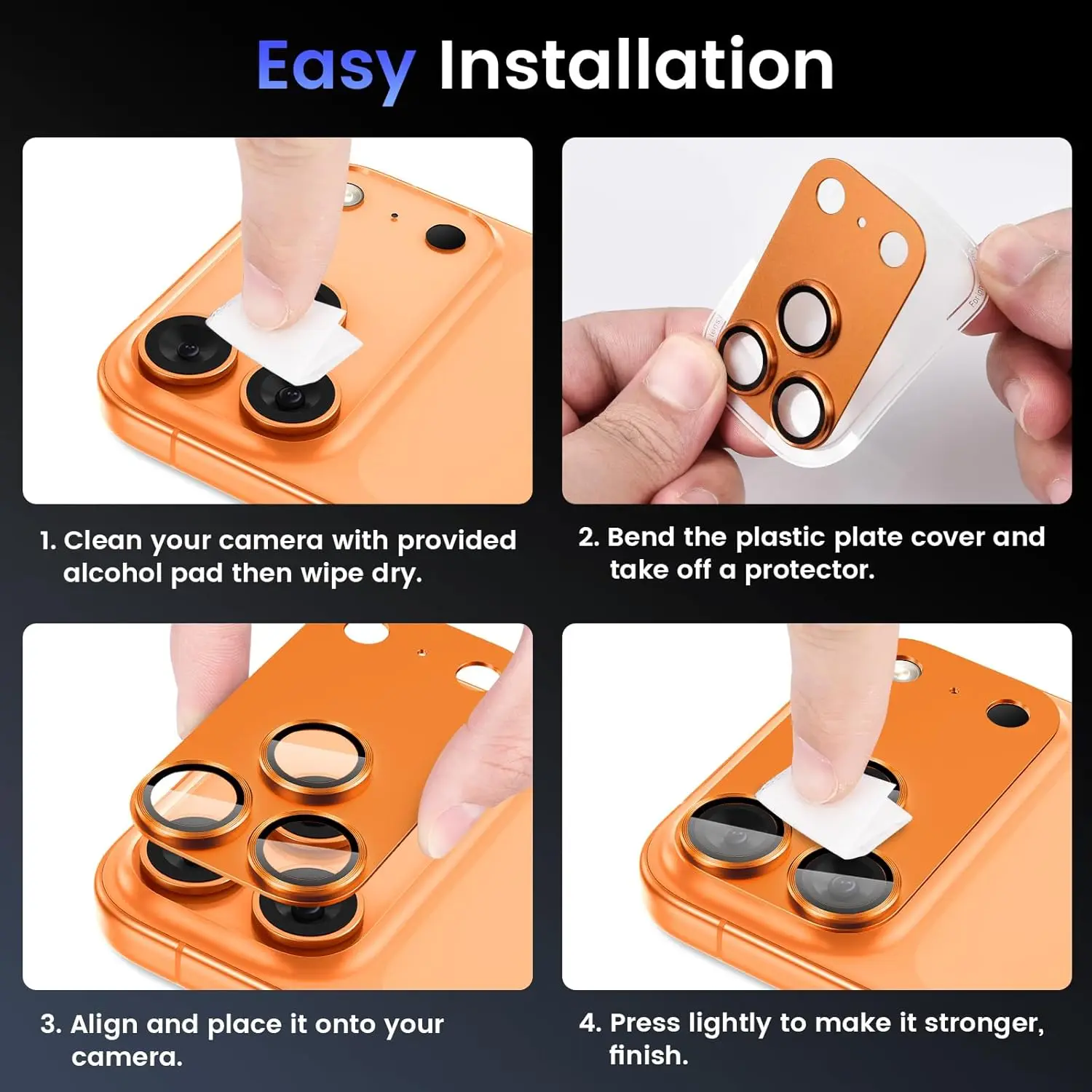 Premium Aluminum Alloy Tempered Glass Camera Lens Protector Cover