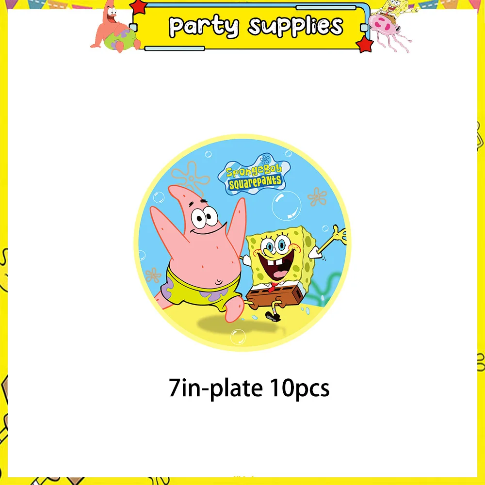 Cartoon SpongeBob Schwammkopf Geburtstagsparty-Dekorationen Patrick Star Luftballons Teller Servietten Kindergeburtstag Geschenke Babyparty – Detail 12