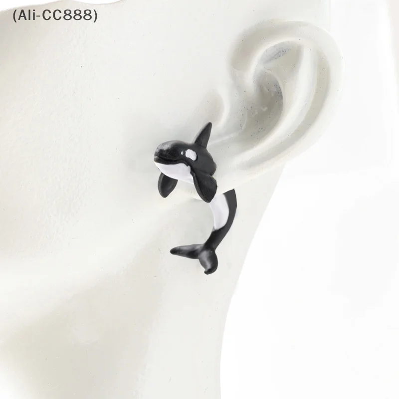 〔CC88〕New Shark Stud Earrings Party Funky and Hip-Hop Style Creative Dolphin Ear Accessories 4