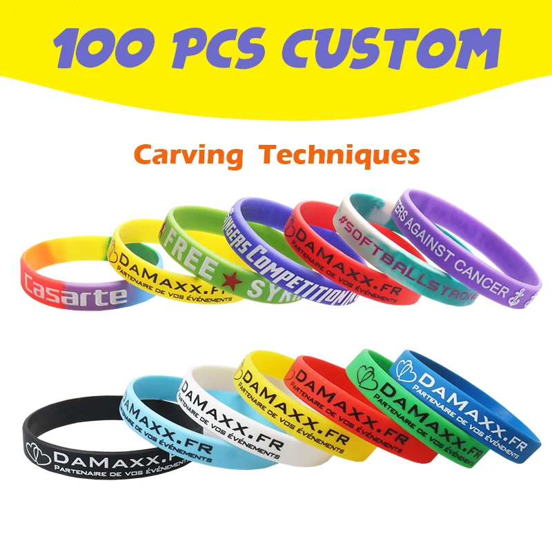 thumbnail interactive-video image 1 of 5-10000 Pcs Custom Silicone Wristbands Bulk With Your Text, Clipart, Personalized 1/2 Inch Rubber Bracelets For Motivation, Events, Gifts, Support, Fundraisers, Awareness (6.Solid Color With Icons 1 of 13