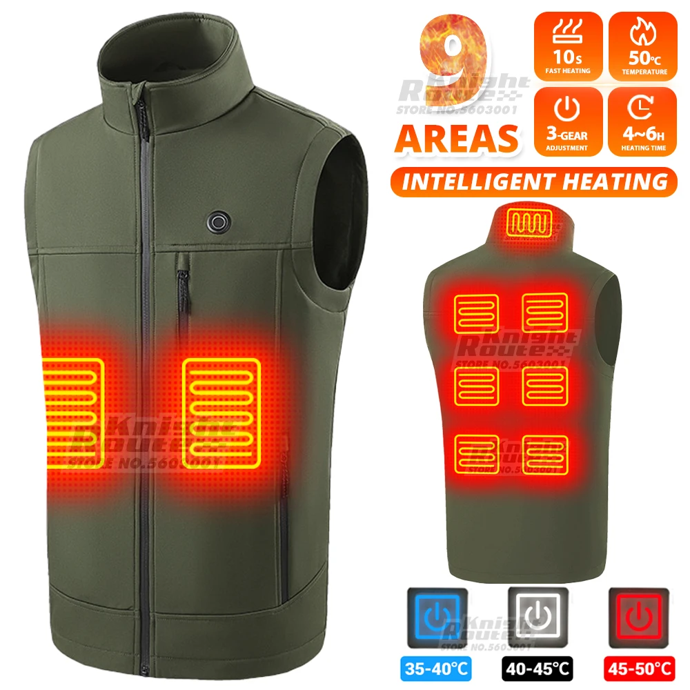 

9 Areas Self Heating Vest Men's Heating jacket Thermal Women's Heated Vest USB Warm Motorcycle Fishing Camping Winter Washable
