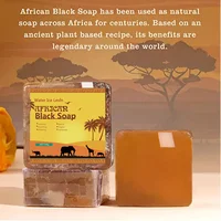 Savon noir africain traitement de l'acné nettoyage en profondeur exfolier le visage hydratant lissage de la peau savon pour le visage pour les soins de la peau 4