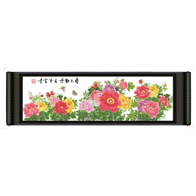 

National beauty - Peony cross stitch kit flower 18ct 14ct 11ct count printed canvas stitching embroidery DIY handmade needlework