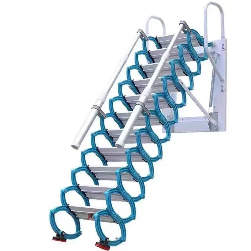 Outdoor Wall-mounted Telescopic Step Ladder telescoping ladder carbon steel Lift Ladders for Home Indoor Space-saving Attic Telescopic Staircase