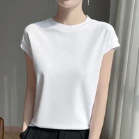 100% Mercerized Cotton O-neck T-shirt Summer Solid Color Sleeve Top Casual And Comfortable Short-sleeved Women's Clothes