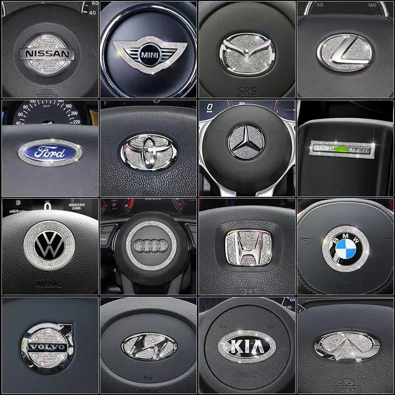 Car Bling Steering Wheel Logo Decal Sticker Interior Accessories Diamond Metal Emblem Fit for BMW Hyundai Toyota Honda Mercedes images - 6