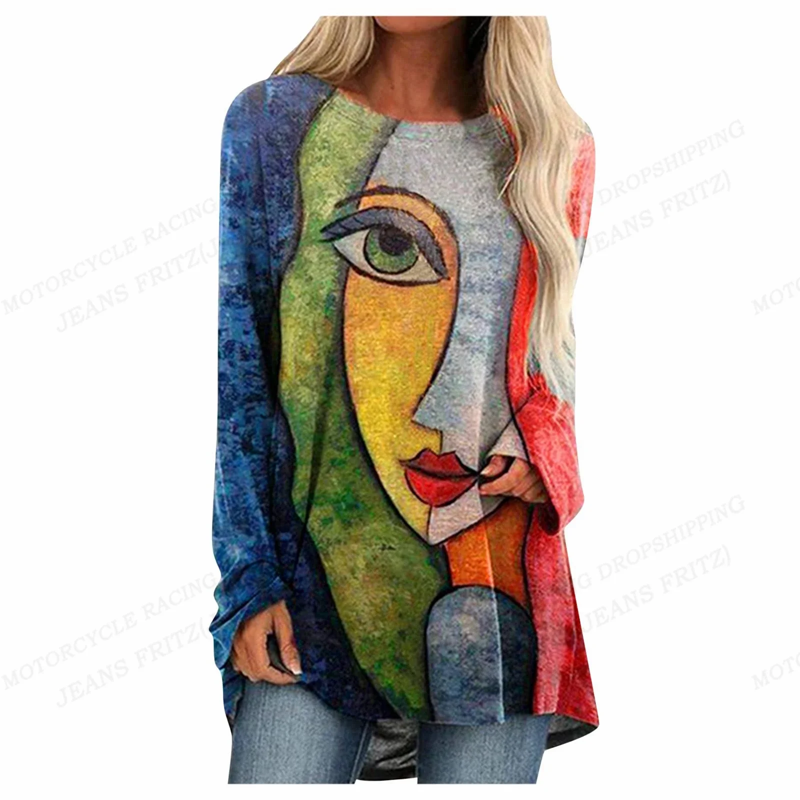 

Abstract Portrait 3d Print T-shirt Women Fashion T-shirt African Women Tshirt Long Sleeve Tops Tees Graphic T shirt Y2k Clothes