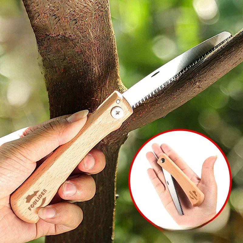 Mini Folding Saw with Wooden Handle Portable Small Household Hacksaw with Foldable Hand Sawing Wood