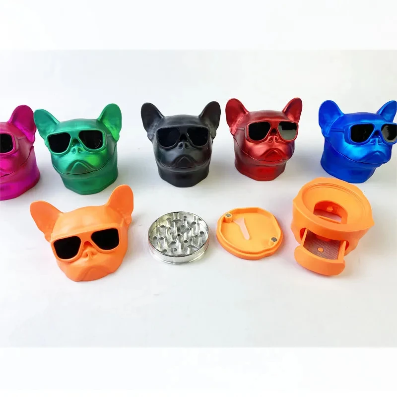 63mm Zinc Alloy Herb Grinder Method Bucket Dog Grinder Tobacco Smoke with Drawer Cigarette 4 Layer Smoking Accessories