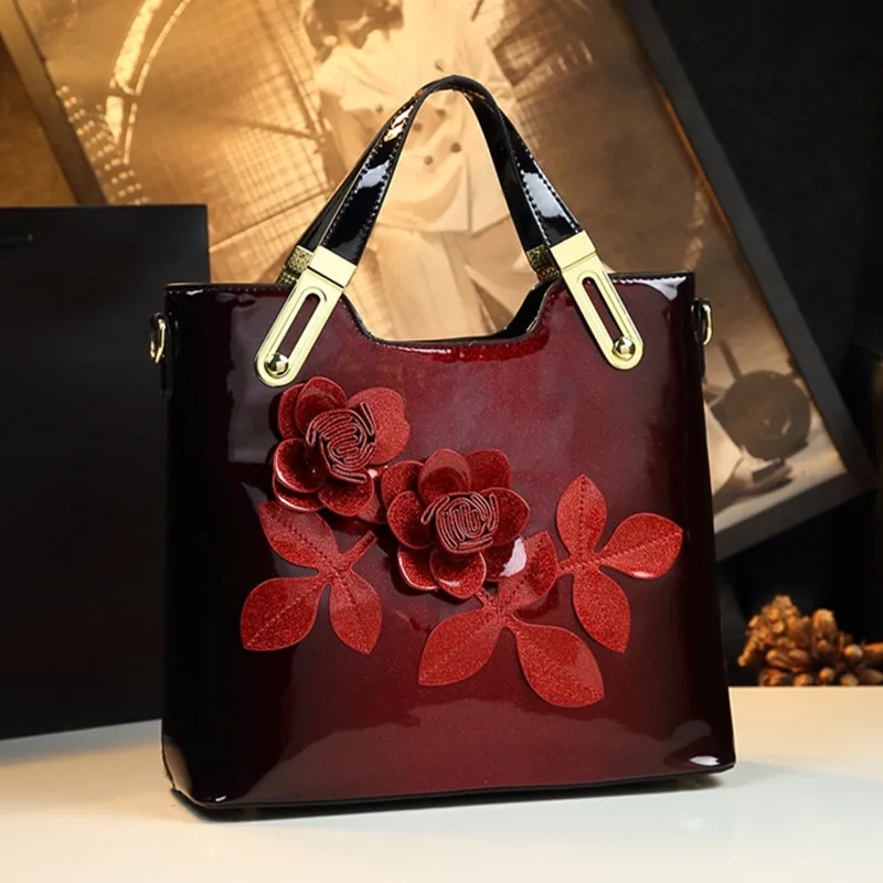 

2024 New Genuine Leather Women's Handbags Tote Bag Large Capacity Advanced Flower Shoulder Messenger Bag Portable Boston Bags