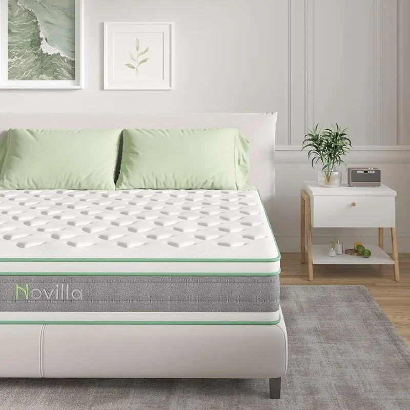 

12 Inch Hybrid Mattress in a Box, Innerspring Mattress with Gel Memory Foam for a Cool Sleep, Pressure Relief