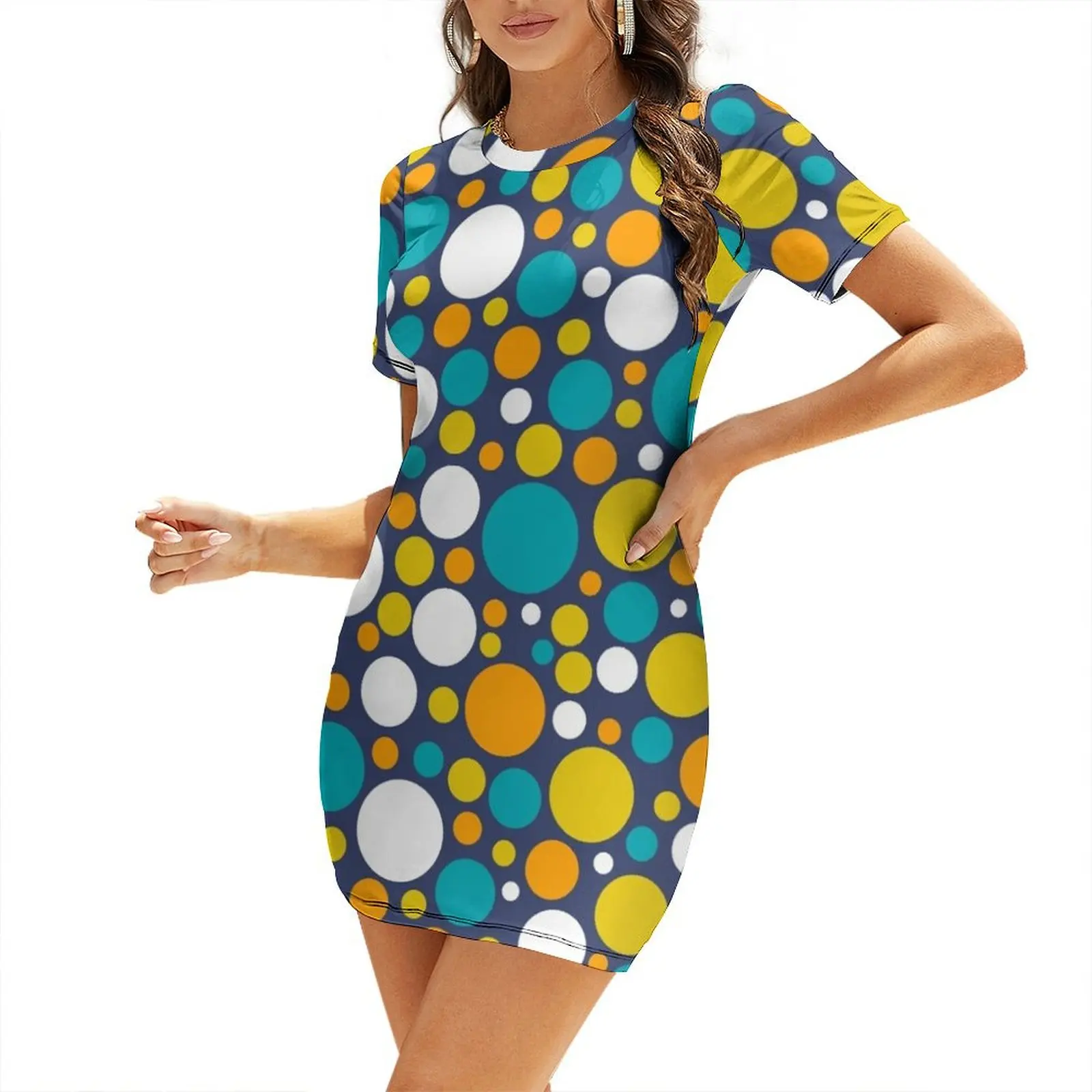 

60s Color Bubbles Short Sleeved Dress elegant evening dresses for women 2024 women dresses