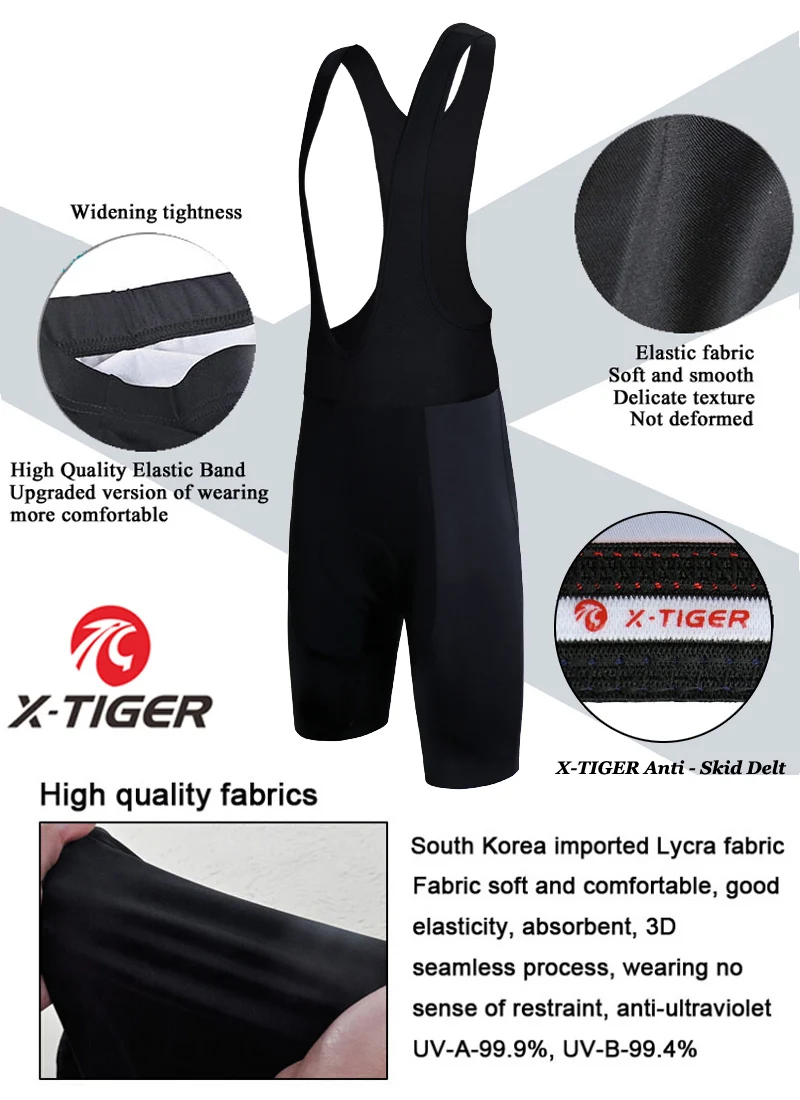 Description Picture 5 of itemX-TIGER Cycling Bibs Shorts Bike Tights Triathlon 5D Gel Padded Pro Lycra Bicycle Shorts Breathable Man Mountain Biking Shorts