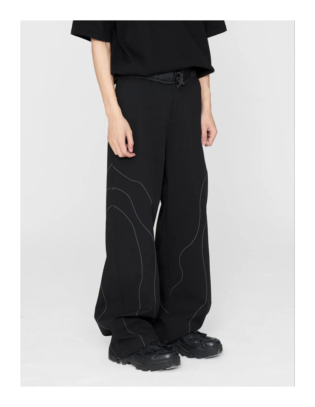 

27-46 New 2022 Men Women Clothing GD Purple Path Contrast Line Straight Casual Pants Trousers Plus Size Costumes