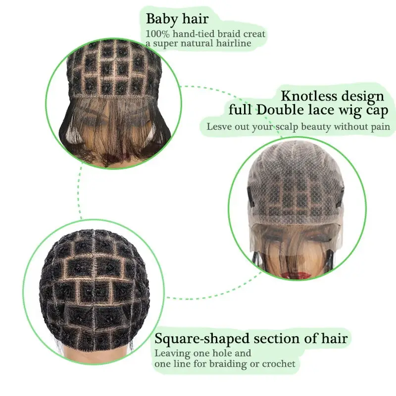 Pre-knot full lace cap knotless Box Braid double lace Wig cap For Black Women Baby hair cornrow braided wigs full hd wig caps