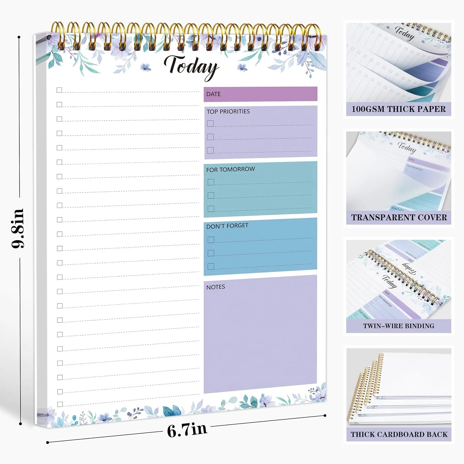 Schedule Notebook To Do List Daily Planner 104 Pages 6.7"x9.8" Checklist