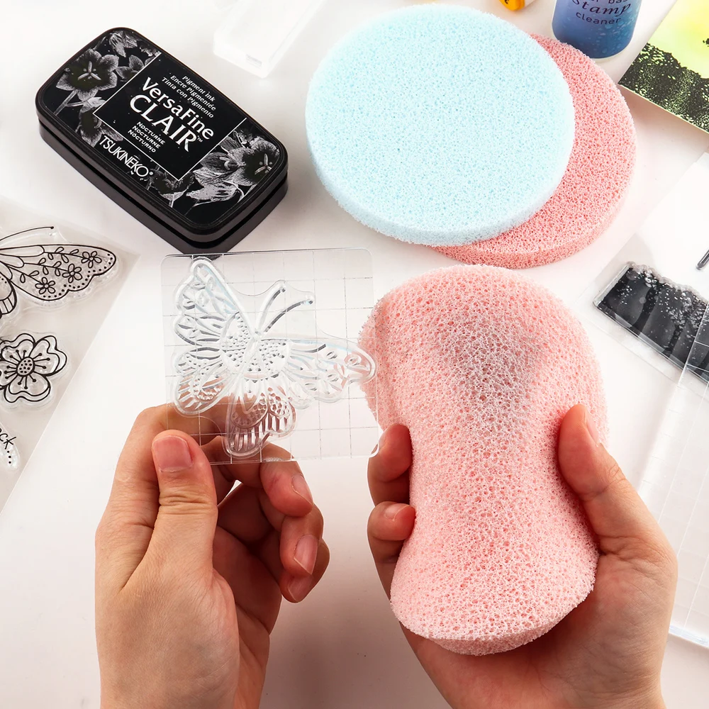 2Pcs/set Multi-Purpose Stamp Cleaning Sponge Stamp Scrubber for Cleaning Stamps Glass Mat Stamping Tool Ink Removing Tool