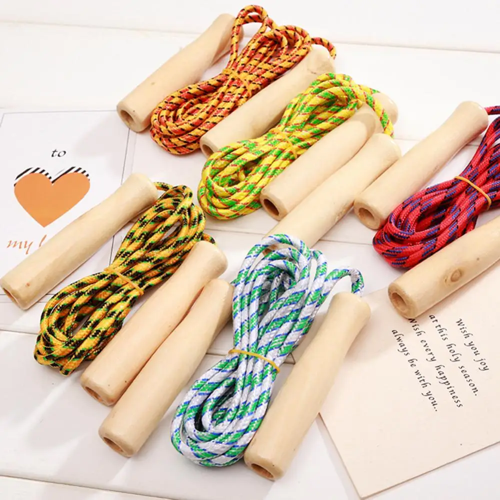 Kids Student Men Women Boys Girls Skipping Rope Wooden Handle Colorful Braiding Jump Rope Fitness Training jump rope