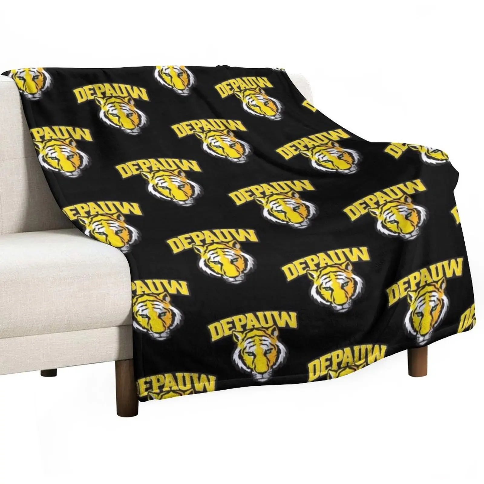 

Depauw University Tigers Throw Blanket Quilt Blanket Beautiful Blankets Plaid on the sofa