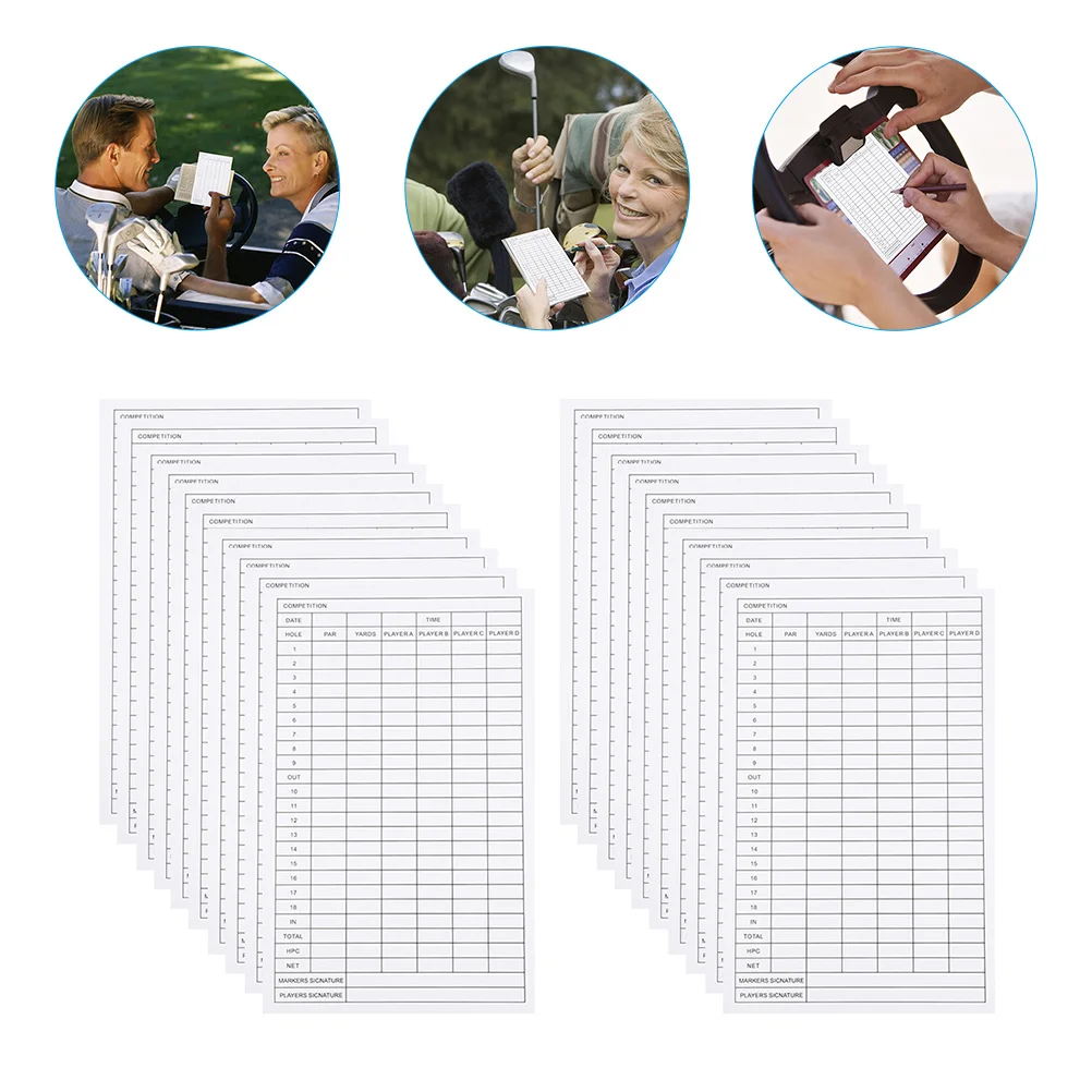 

20 Pcs Coated Paper Golf Scorecard Portable Scoreboard Sports Exam Accessory Competition Supply