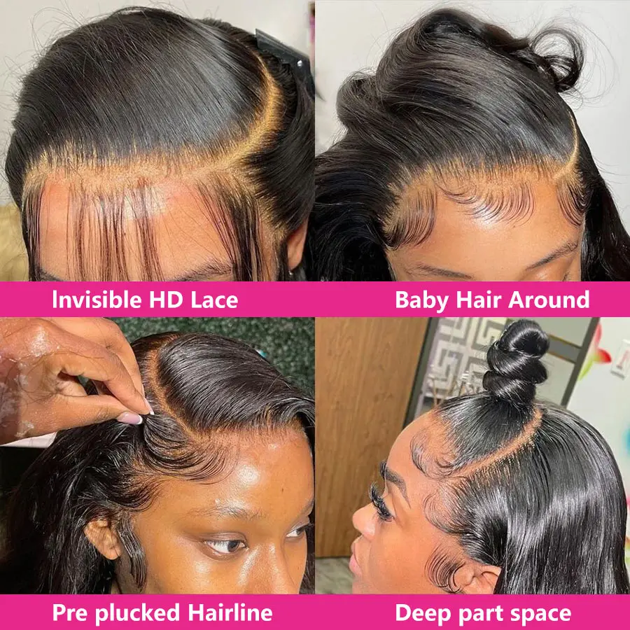 180Density 13x4 Body Wave Lace Front Wig Pre Plucked HD Transparent Lace Frontal Wig Front Human Hair Wigs For Women Remy T