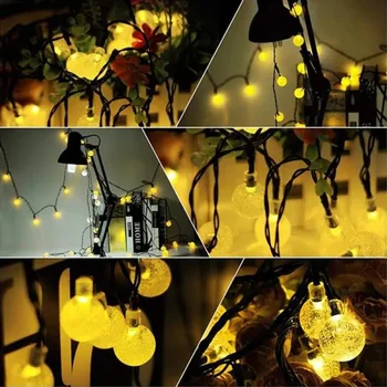 Solar String Lights Outdoor Crystal Fairy Light Chritmas Garland 8 Modes Waterproof Patio Light for Garden Party Decor 3