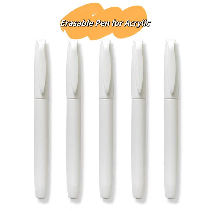 5PCS Erasable Marker Pen White Colors for Acrylic Plexiglass Blank Sign  Board, DIY by Yourself, Pen ONLY