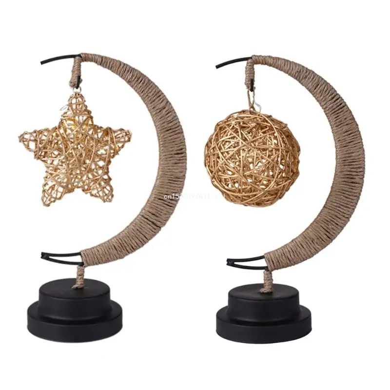 

Тканый из ротанга Eid Led Light Moon Star Декоративный светящийся свет Ремесленные принадлежности для свадьбы, дня рождения,