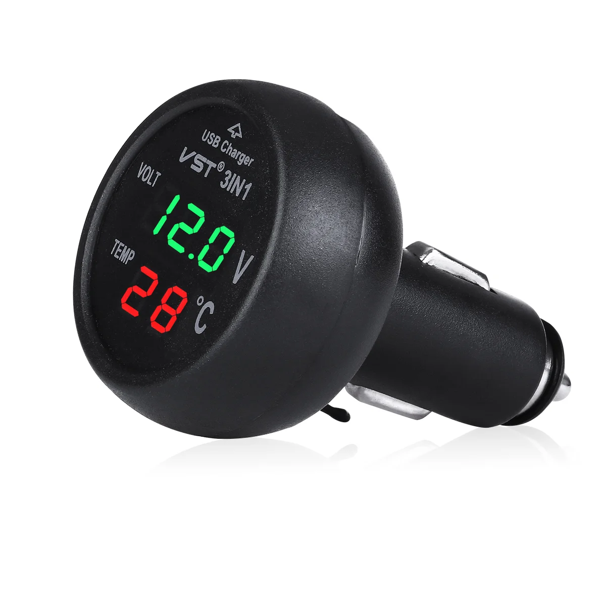 

Car Multifunction 3 in 1 12- 24V Voltmeter for Truck Car ( Green+ Red )