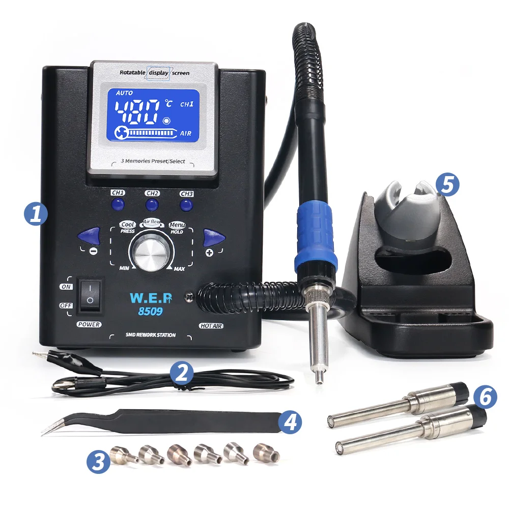 WEP 8509 Micro Hot Air Gun Soldering Station with 1.5mm 4mm Nozzle Temperture Adjustable BGA Rework Station For Phone Repair 6