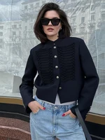 Manteau chic pour femme, mode, simple boutonnage, manches longues, vestes pour femmes, printemps 2026, mode de rue, style chinois, vêtements courts pour femmes 4