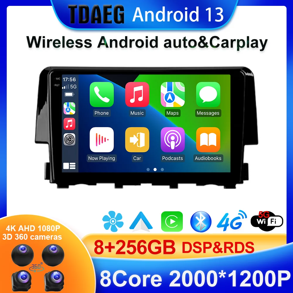 

2K For Honda Civic 10 FC FK 2015 - 2020 Car Radio Multimedia Video Player Navigation stereo GPS Android 13 No 2din 2 din dvd