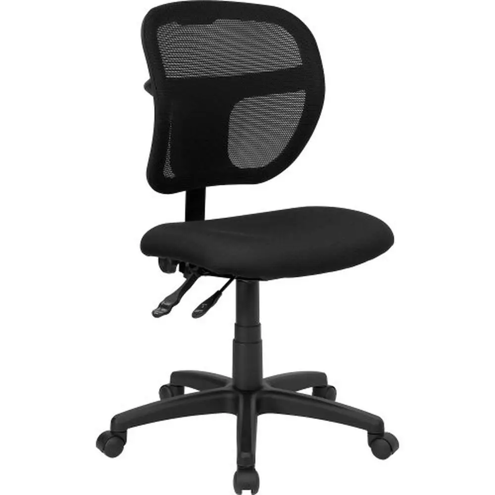 

Mid-Back Black Mesh Office Chair with Back Height Adjustment Swivel Task Chair Home or Office Lumbar Support and Fire Retardant